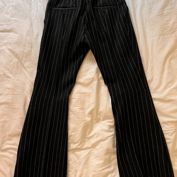 ALEXANDER McQUEEN Men's Pinstripe Flared Wool Trousers - Picture 2 of 10